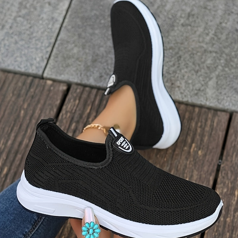 Women's Plus Size Casual Mesh Sneakers - Lightweight Breathable Slip-On Walking Shoes