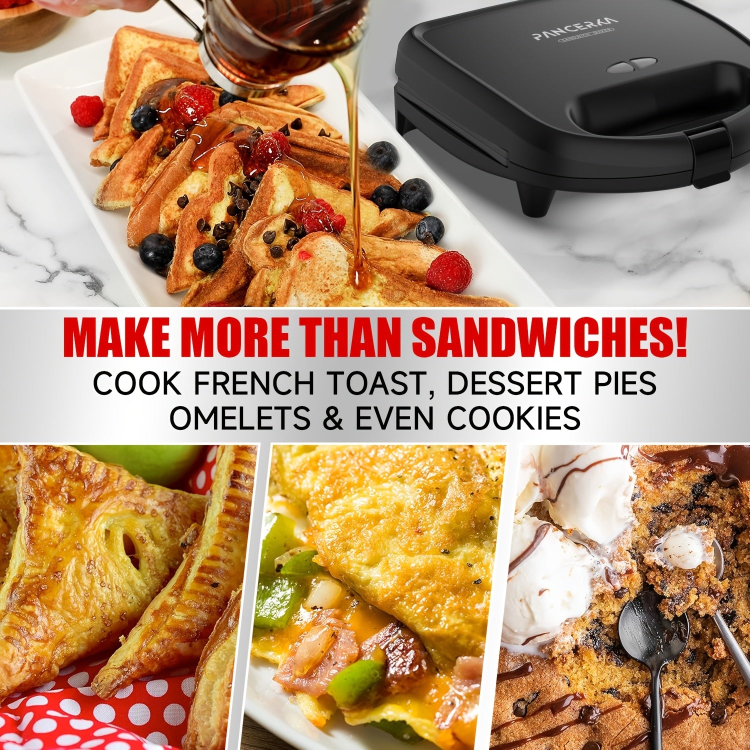 Электрический сэндвич-мейкер 750 Вт с антипригарным покрытием, двойное нагревание, компактный, гриль