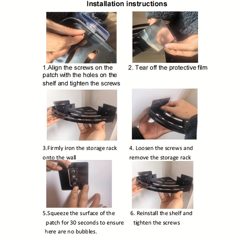 Wall-Mounted Bathroom Storage Rack Aluminum No-Drill Shower Shelf for Shampoo and Cosmetics