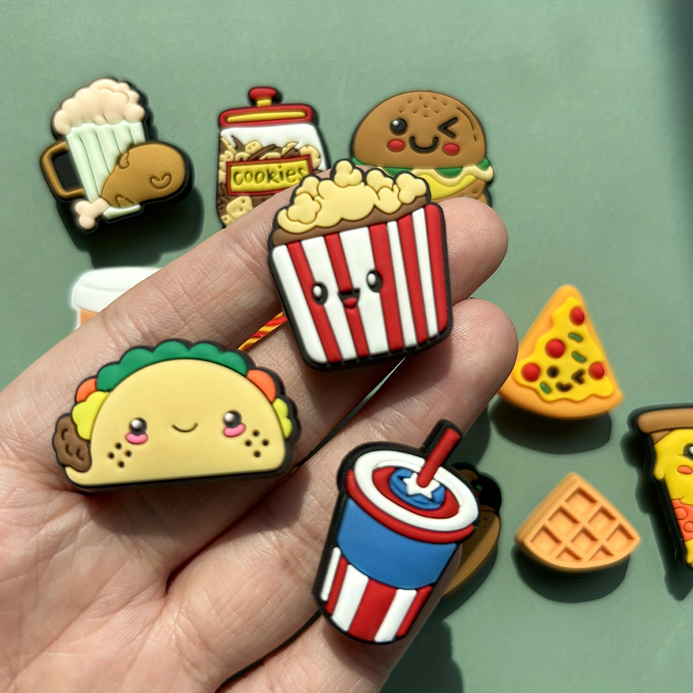 14 Pieces Colorful PVC Food Drink Charm Set for Party Gifts and Accessories