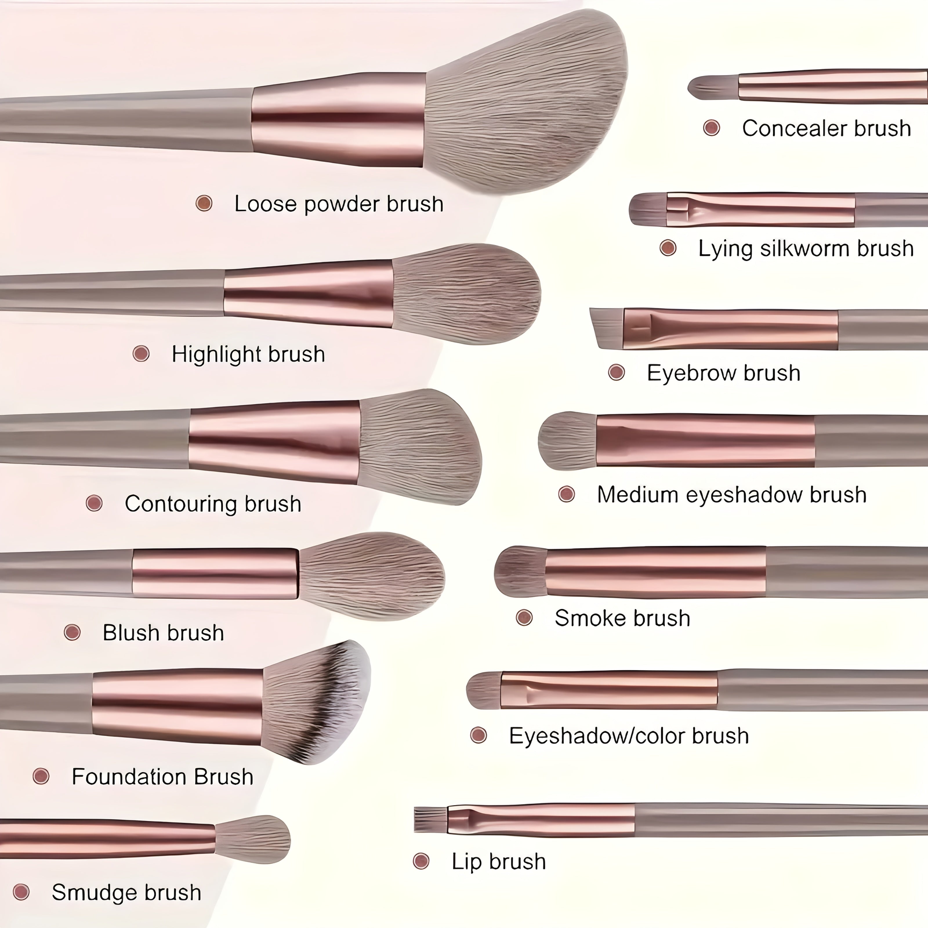 13-Piece Makeup Brush Set Nylon Synthetic Fiber Easy to Use Professional Travel-Friendly