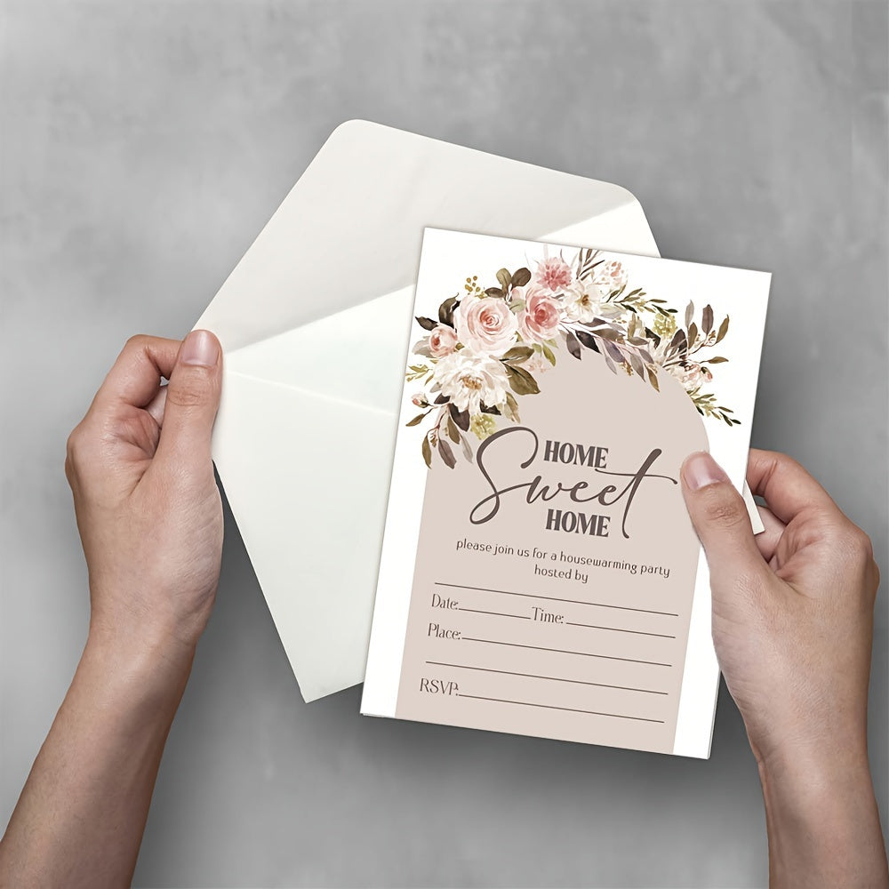 Цветочные акварельные приглашения на новоселье 12,7x17,78 см с конвертами для открытых домов и празднования новоселья