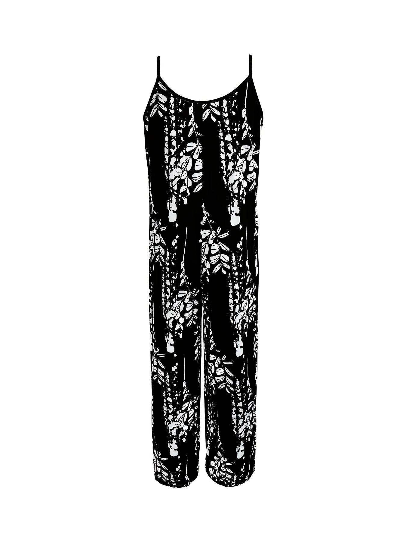 Women’s Floral Print Jumpsuit Sleeveless Wide-Leg Plus Size-All Season