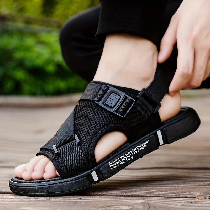 Sandalias de tela ajustables para hombre con hebilla para exteriores, casuales, acuáticas y de playa