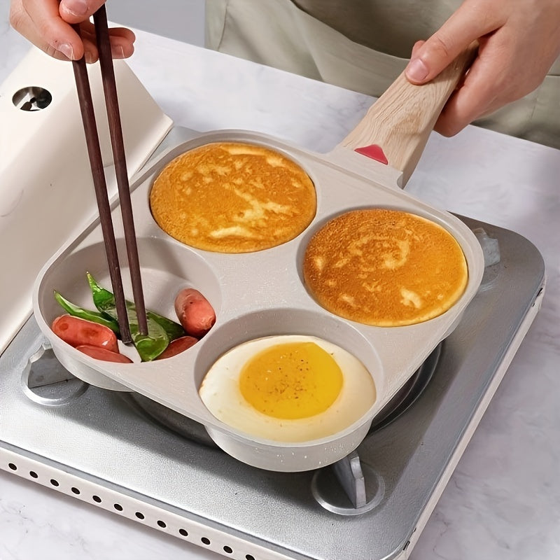 Egg Pan with Four Holes Non-Stick Flat Bottom Small Breakfast Pan for Pancakes