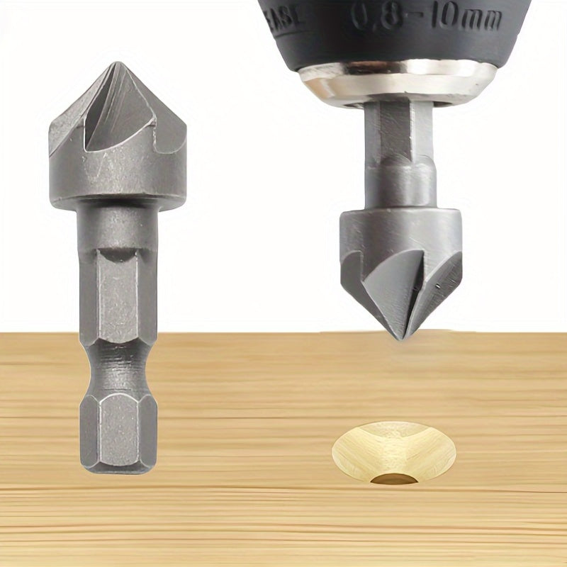 3-Pack Hex Shank Countersink Drill Bits Metal Chamfering Woodworking Hole Opener
