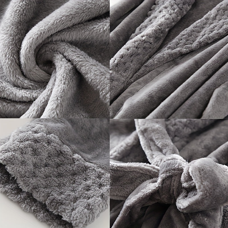 Unisex Flannel Bathrobe for Autumn Winter Cozy Nightwear Home