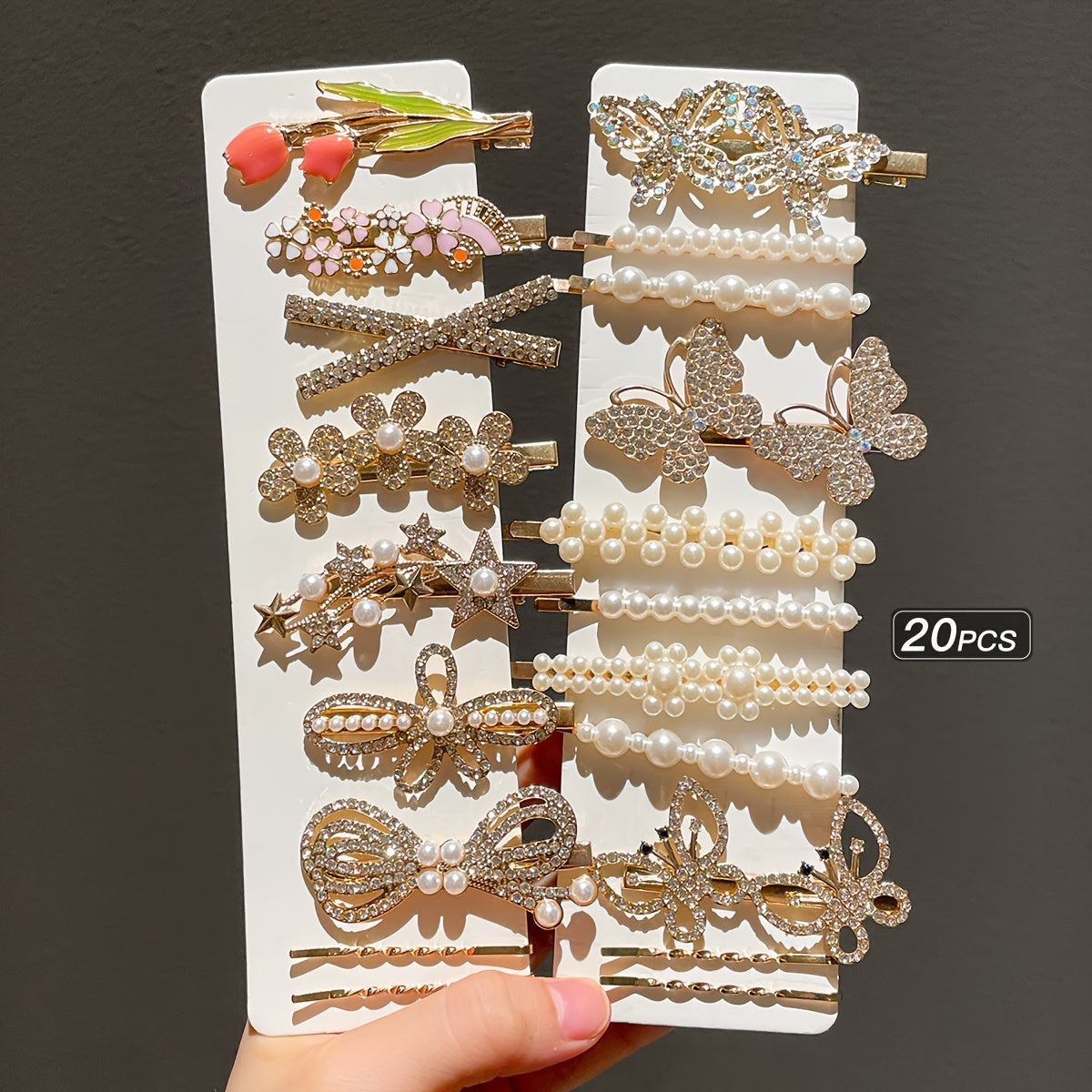 20 Pcs Women's Imitation Pearl Hair Clips for Bangs and Sides Elegant and Cute