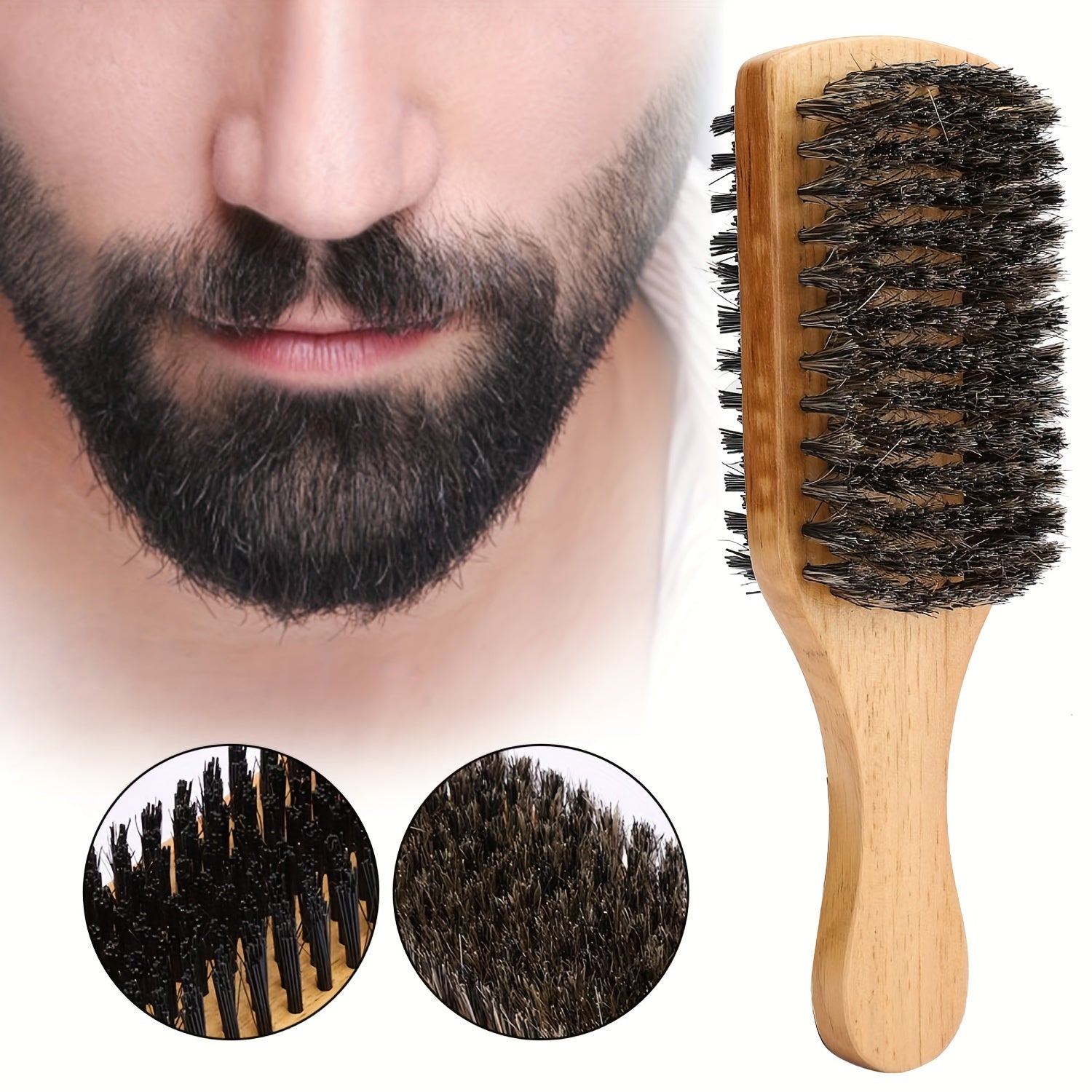Men Wood Double Sided Beard Brush Comb Styling Hair Tool