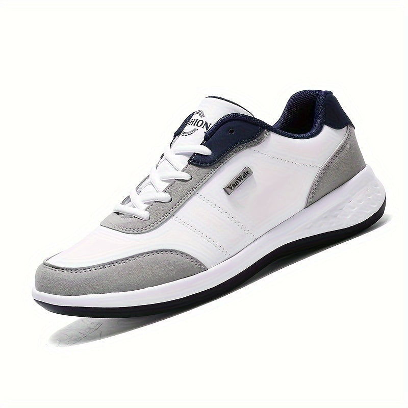 Men's Casual Sneakers PU Upper MD Sole Fabric Insole Navy Blue White Orange Accents