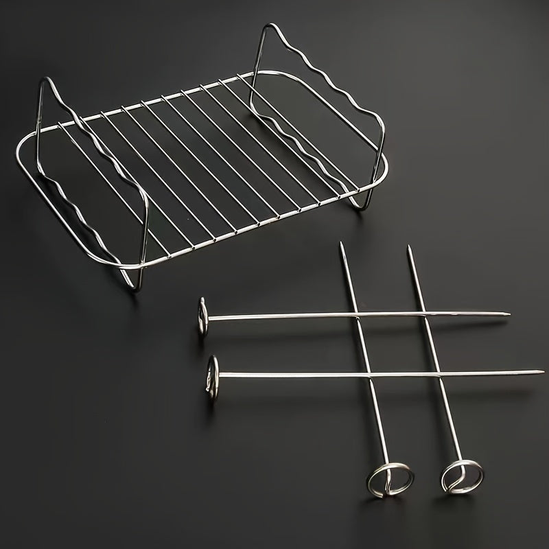 Stainless Steel Kebab Grill Rack with Skewers for Air Fryer Deep Fryer and Pressure Cooker