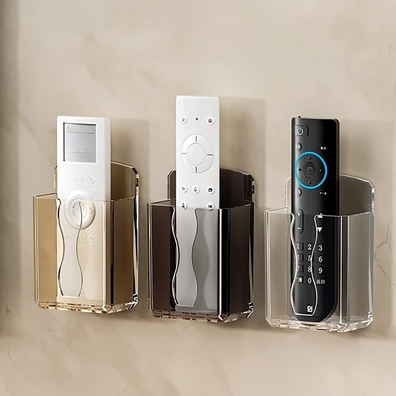 Wall-Mounted Clear Plastic Remote Control Holder for Air Conditioner Remotes and Phone Charging