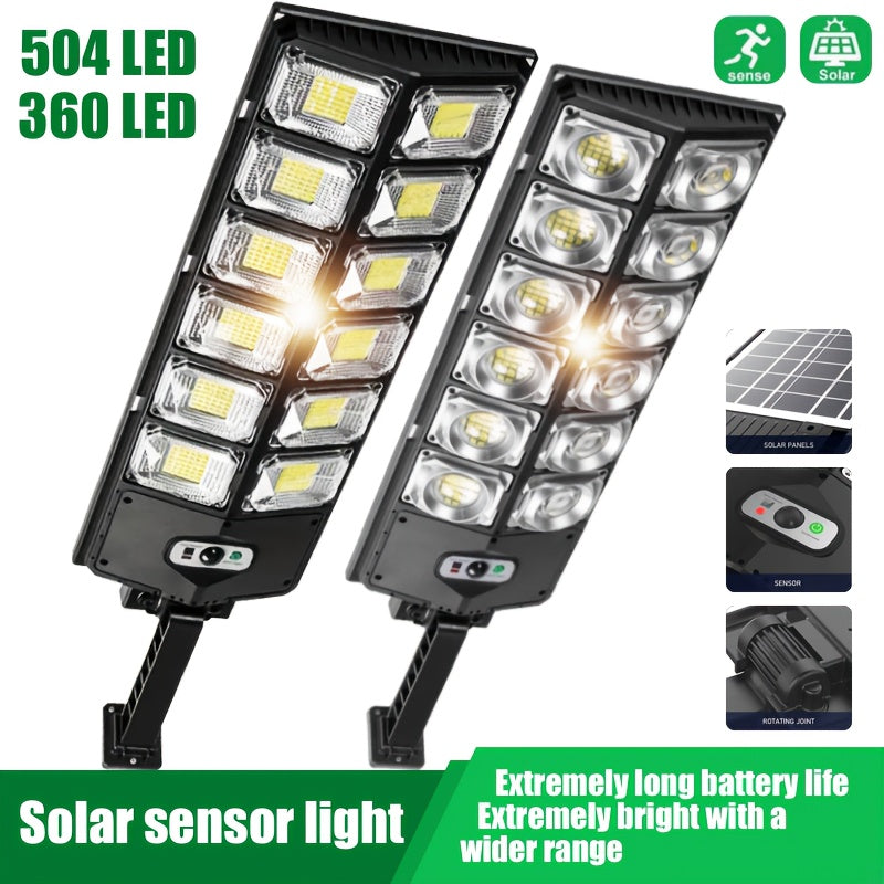 Luces solares de calle exteriores con sensor de movimiento y control remoto para patio, jardín y estacionamiento