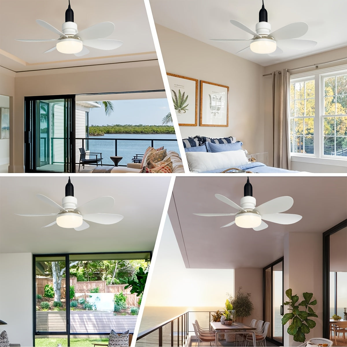 LED ceiling fan with remote control dimmable light for bedroom garage kitchen balcony living room tool shop laundry room