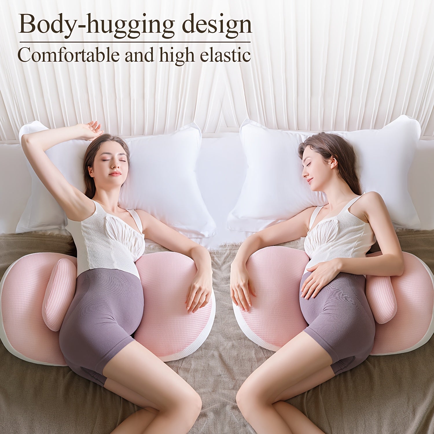 Pregnancy Support Pillow U-Shaped Lumbar Adjustable Breathable Removable Cover