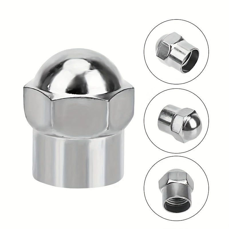 Universal Chrome Tire Valve Caps Dustproof Round Head Covers