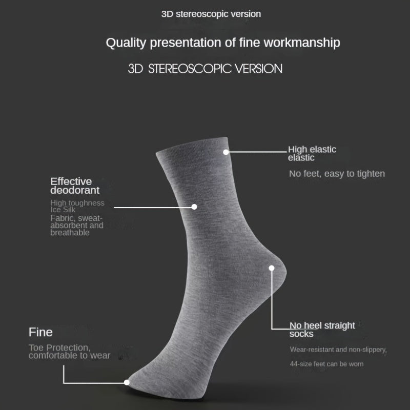 Men's Summer Thin Mid-Tube Socks Breathable Odor-Resistant Polyester Business Wear