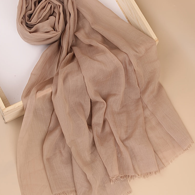 Women's Lightweight Solid Color Scarf Shawl Breathable Soft Polyester Sun Protection