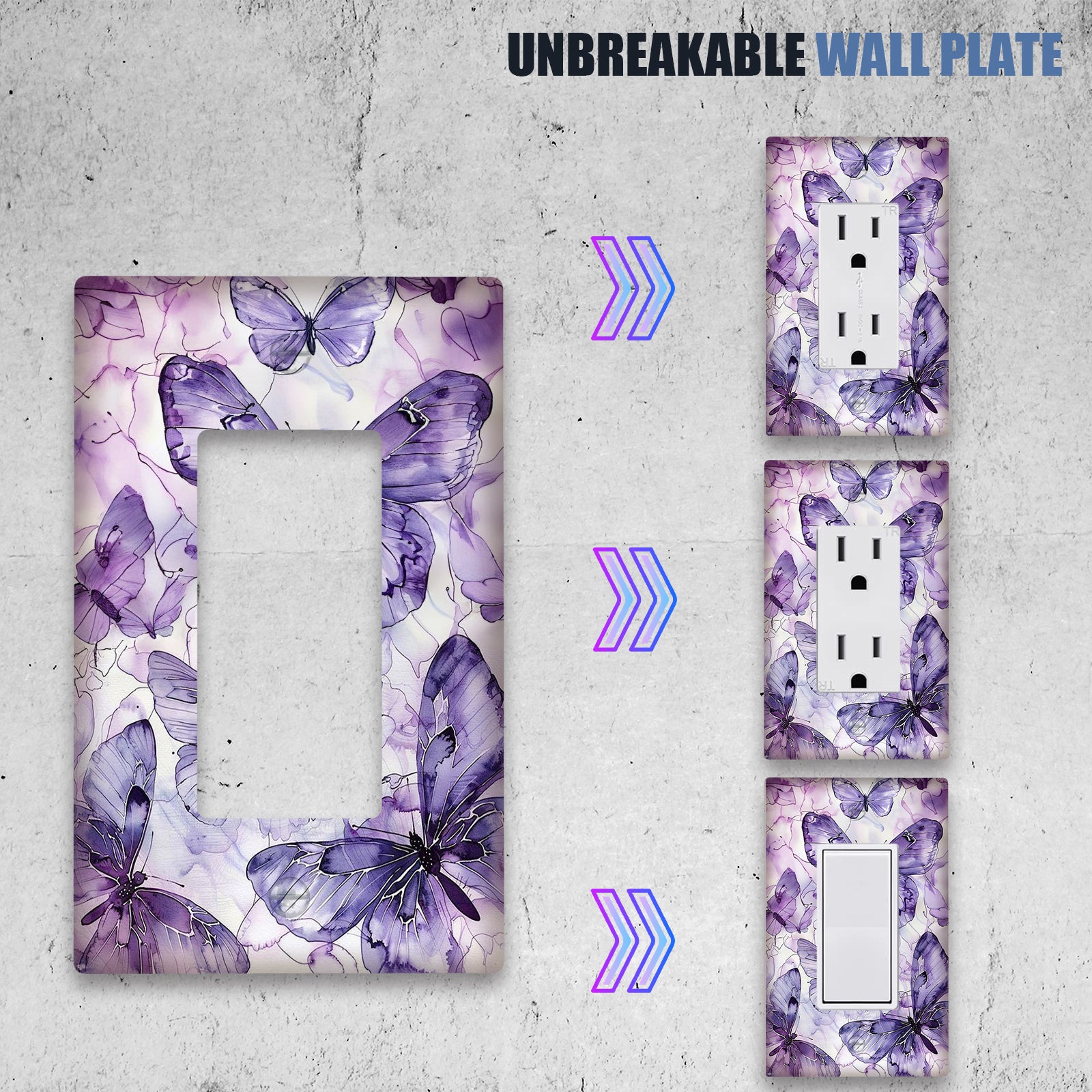 Purple Butterfly Light Switch Cover for Bathroom and Bedroom Easy to Install