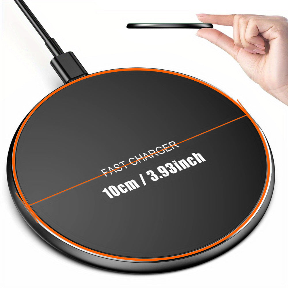 15W Orange Wireless Charger for iPhone 12-16 Fast Charging Compact USB Powered