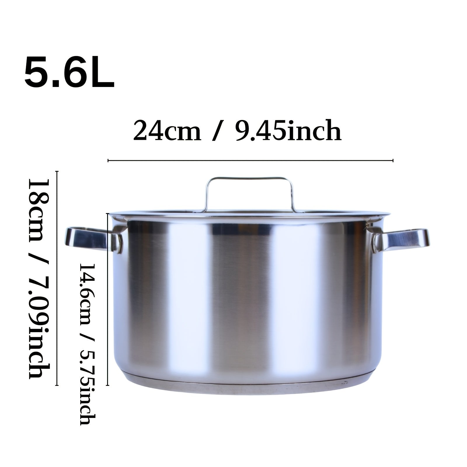 Olla de acero inoxidable de doble oreja de 24cm para guisar y cocinar