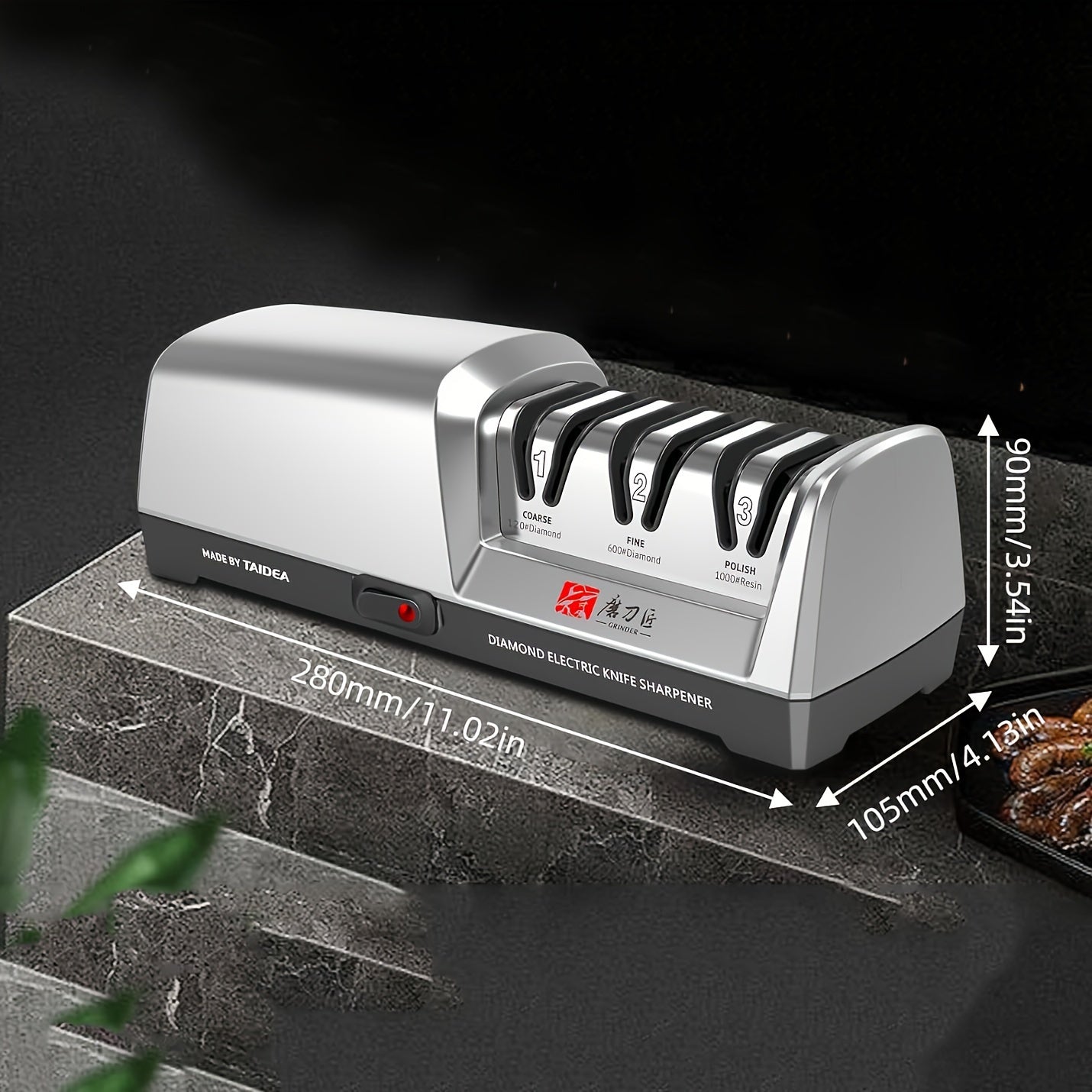 Electric Knife Sharpener 3-Stage Diamond Ceramic System for Kitchen and Restaurant Use