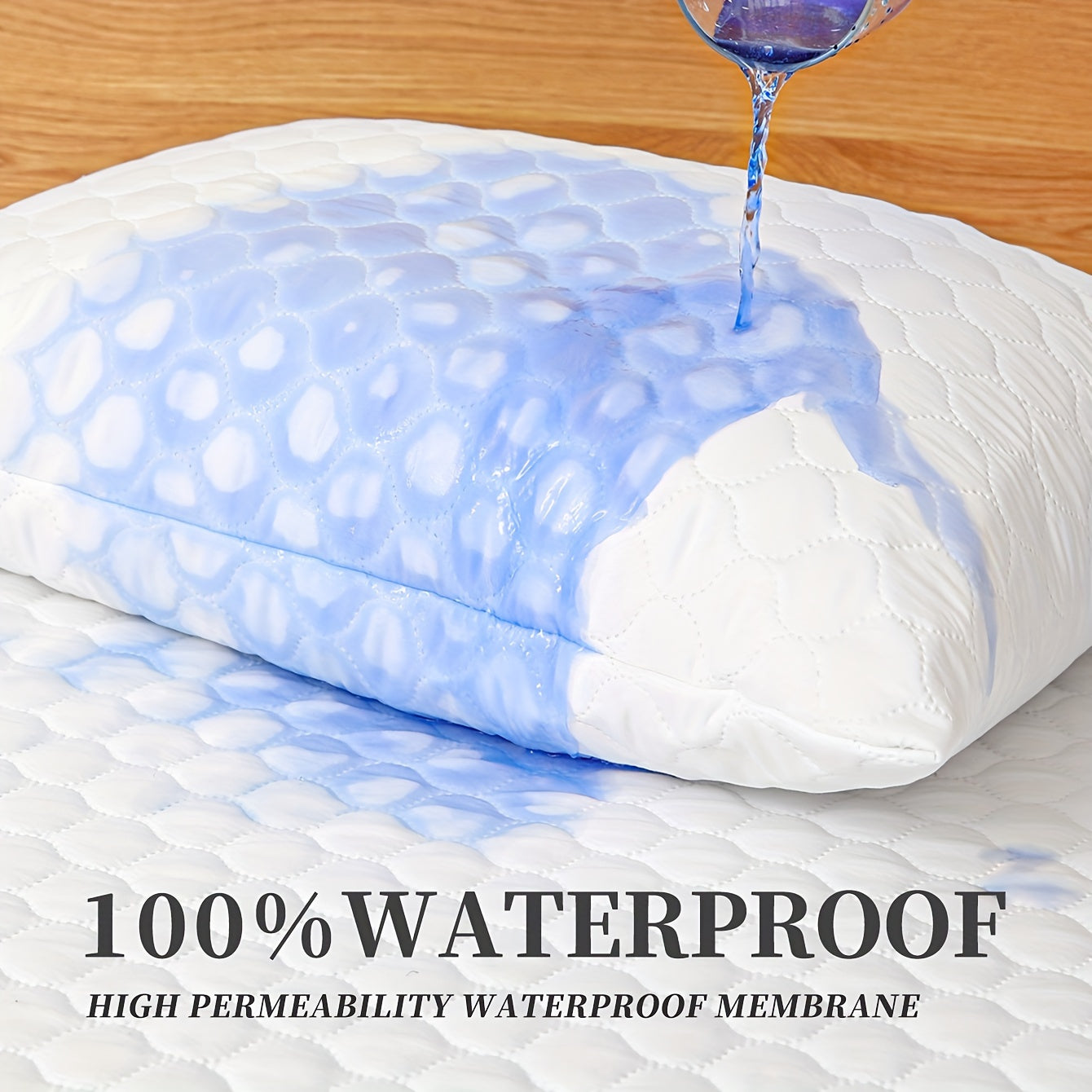 Protector de almohada transpirable hipoalergénico a prueba de agua, pack de 2, suave poliéster