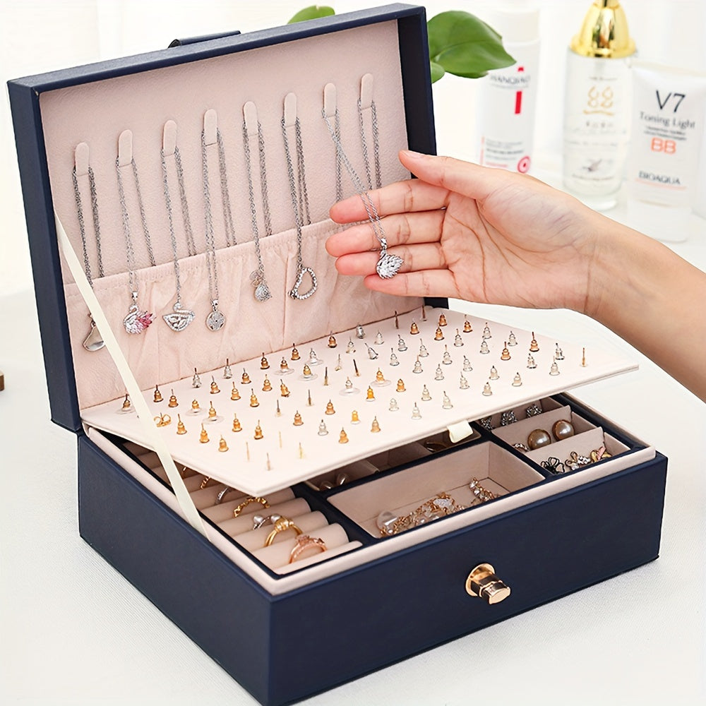 Yolgʻon charm uchun qulflangan zanjirlar, uzuklar, sirgʻalar uchun charm saqlash qutisi