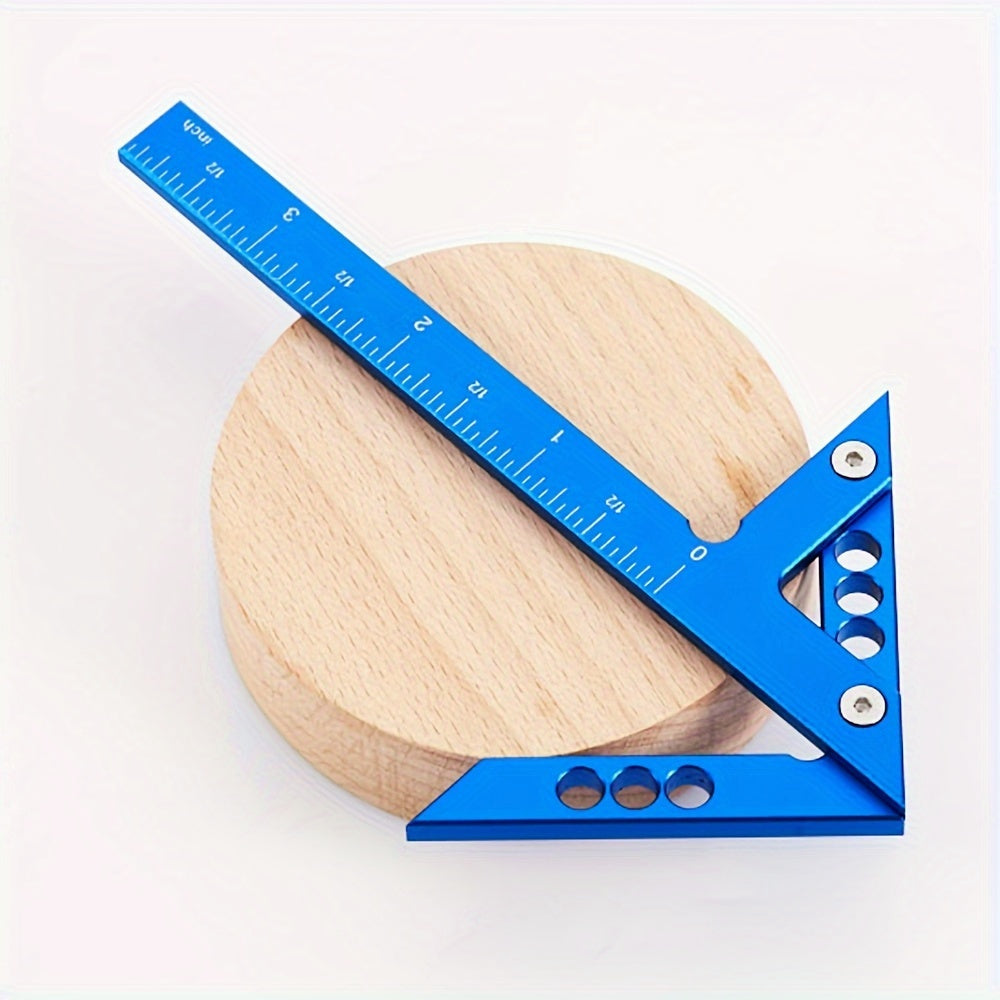 Woodworking Ruler Aluminum Alloy Blue Center Scribe with Inch and CM Measurements