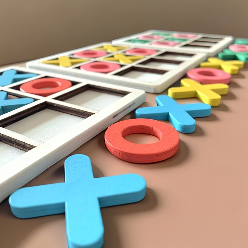 Bolalar uchun interaktiv strategiya o'yini - Yog'ochdan yasalgan tik-tak-toe o'yinchoq.