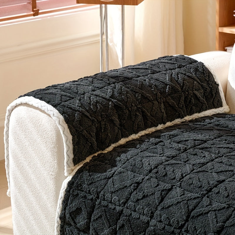 Пушистый чехол для дивана, подходящий для 1-4 человек, устойчивый к пятнам и моющийся в машине