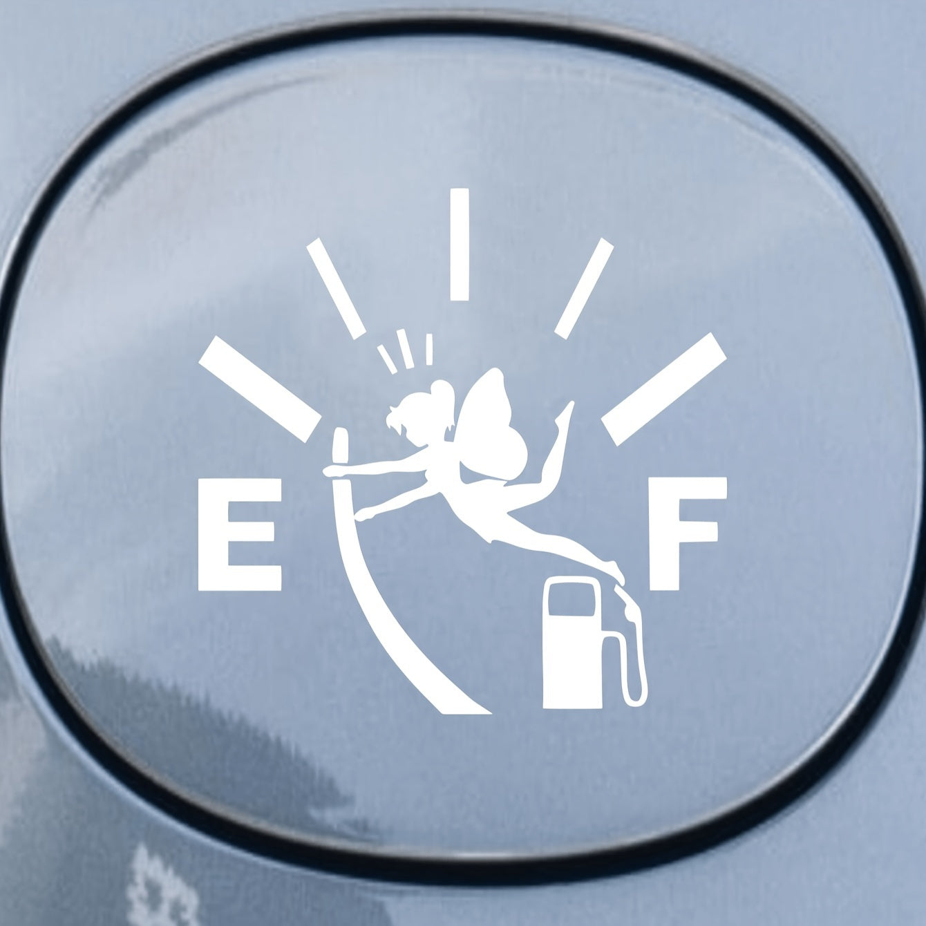 Наклейка на крышку бензобака с забавным индикатором уровня топлива, бегущая на пустом баке