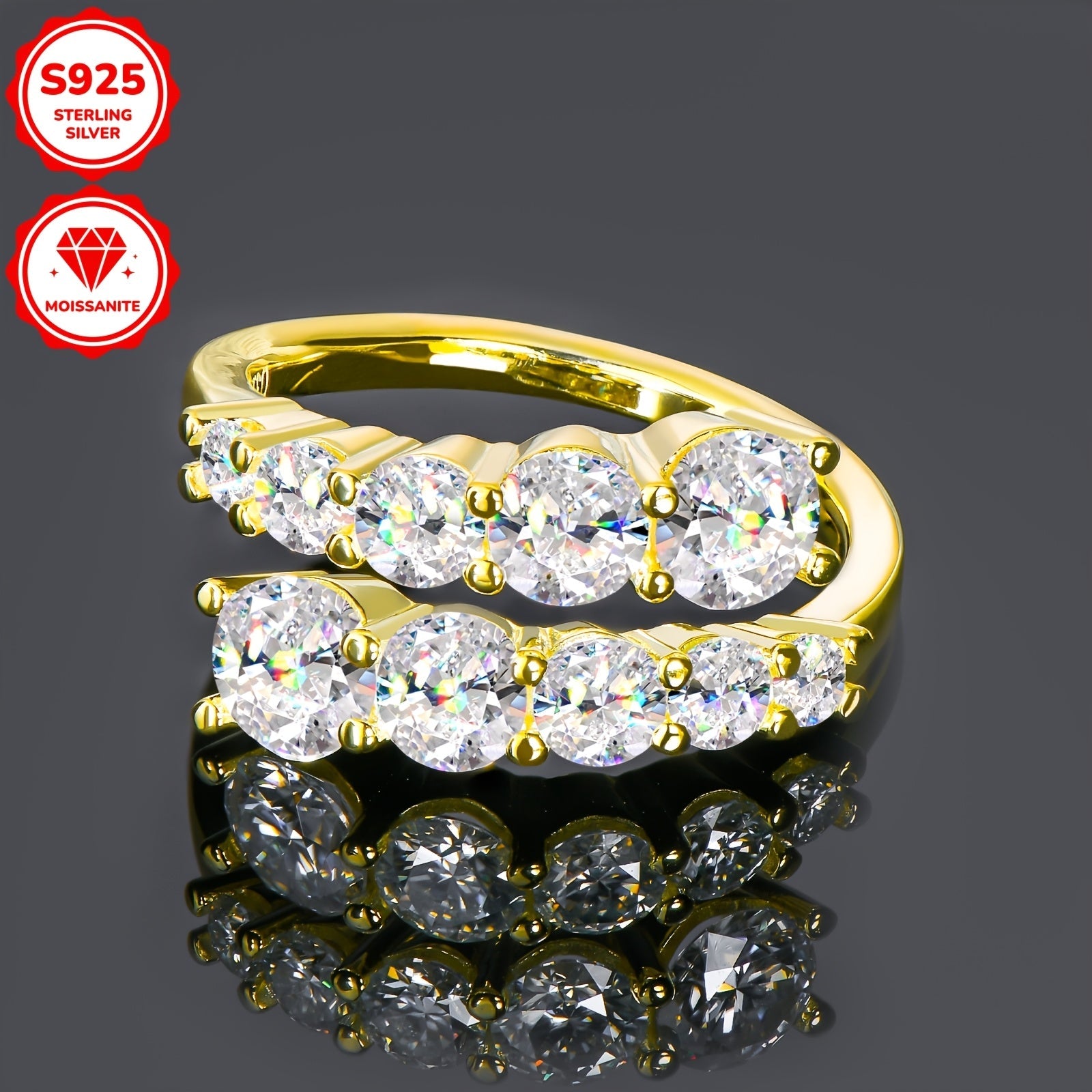 Women's Moissanite Engagement Ring Sterling Silver Twist Double Head Design