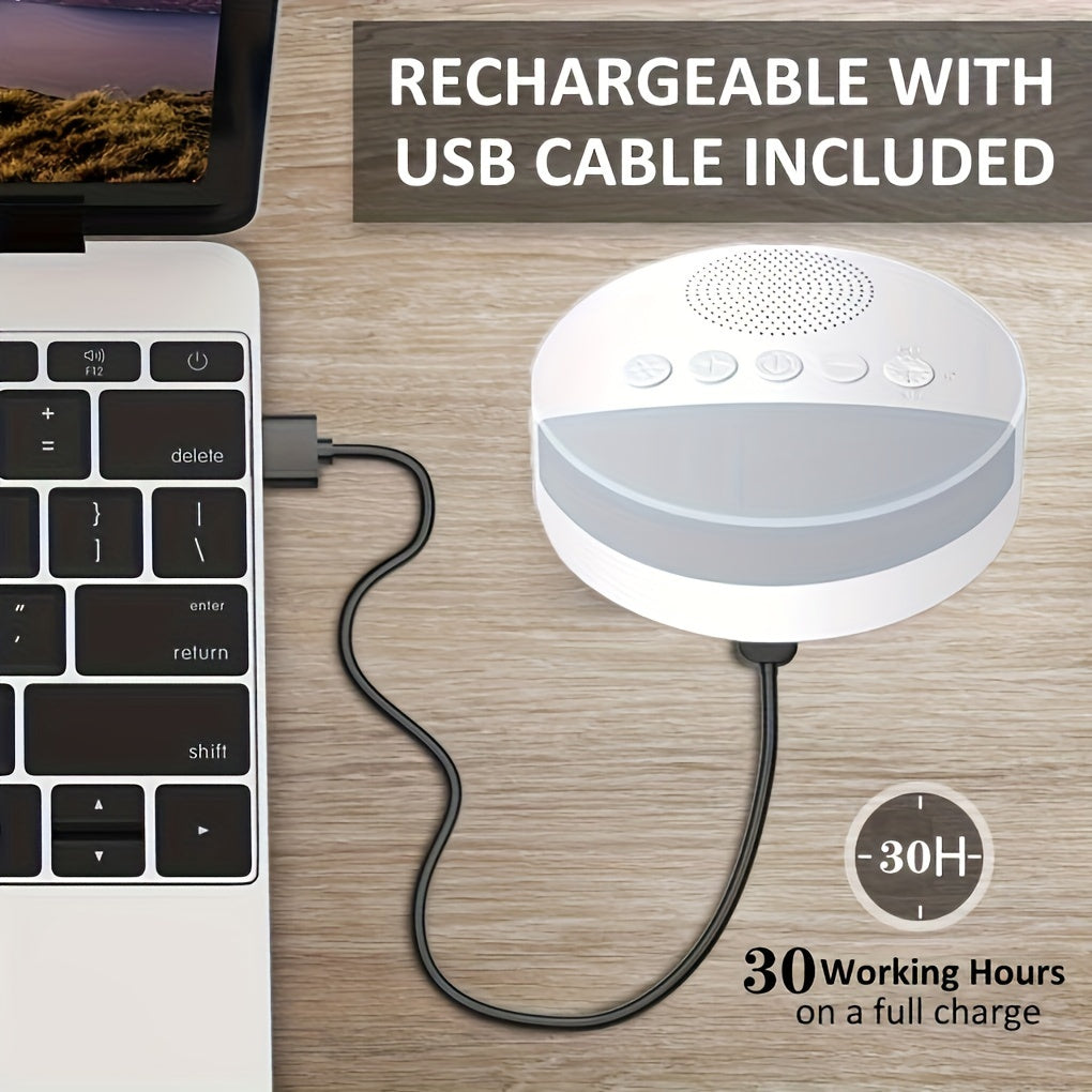 Portable White Noise Sleep Machine with 9 Soothing Sounds and USB Charging