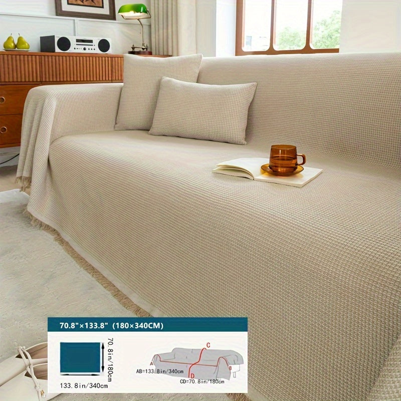 Zamonaviy Tassel divan qopqog'i xavfsiz mos keladi, chang va hayvonlardan himoya qiladi, tozalash oson