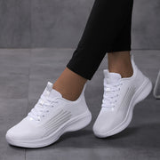 Women's Breathable Knit Lace-Up Low Top Sneakers for Outdoor Sports