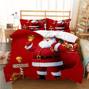 3-Piece Christmas Duvet Cover Set Santa Claus Microfiber Bedding with Pillowcases