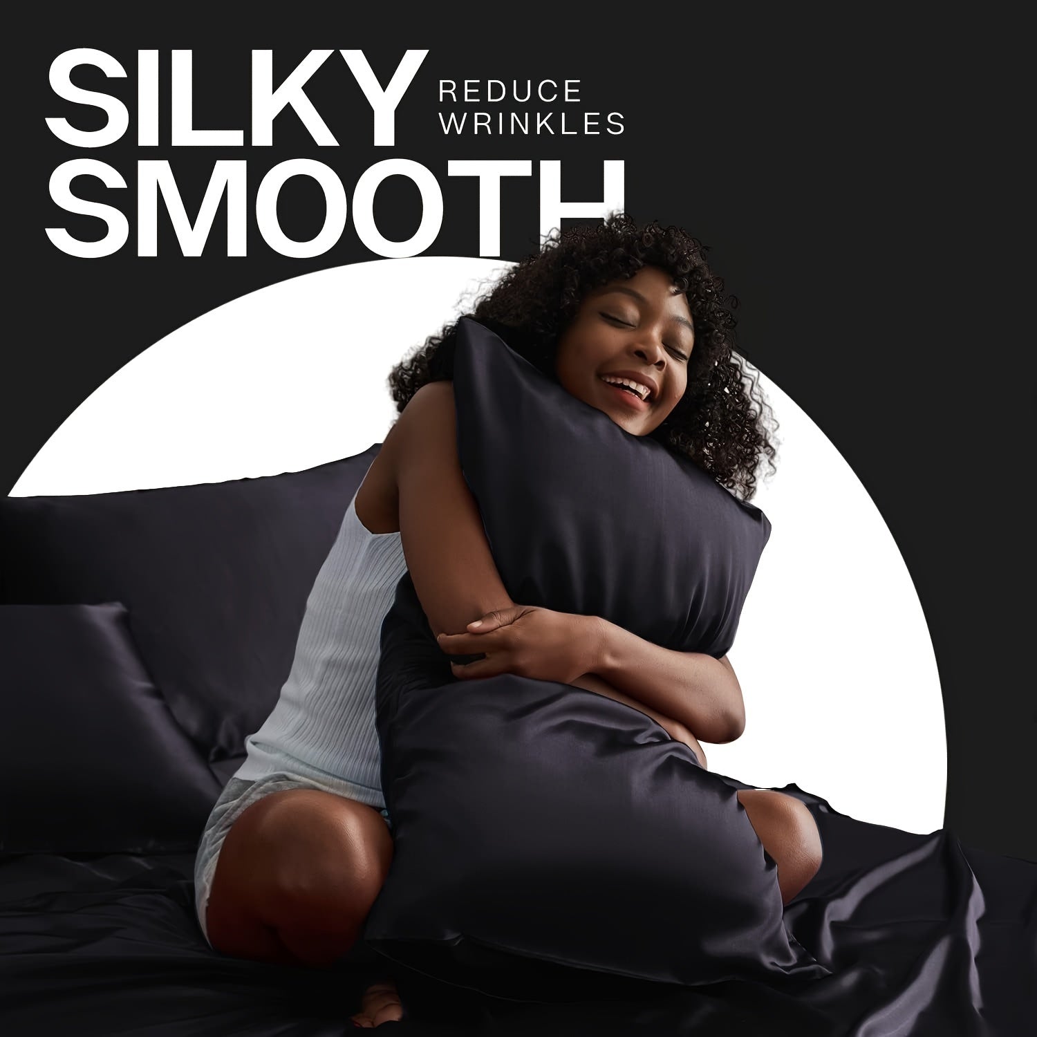 Set of 2 Satin Pillowcases 90g Envelope Closure 100% Polyester Silky Fabric