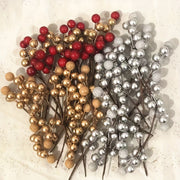 Christmas Berry Garland with Gold and Silver Plastic Berries for Festive Decor