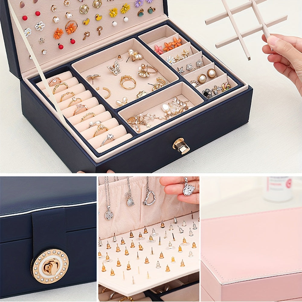 Yolgʻon charm uchun qulflangan zanjirlar, uzuklar, sirgʻalar uchun charm saqlash qutisi