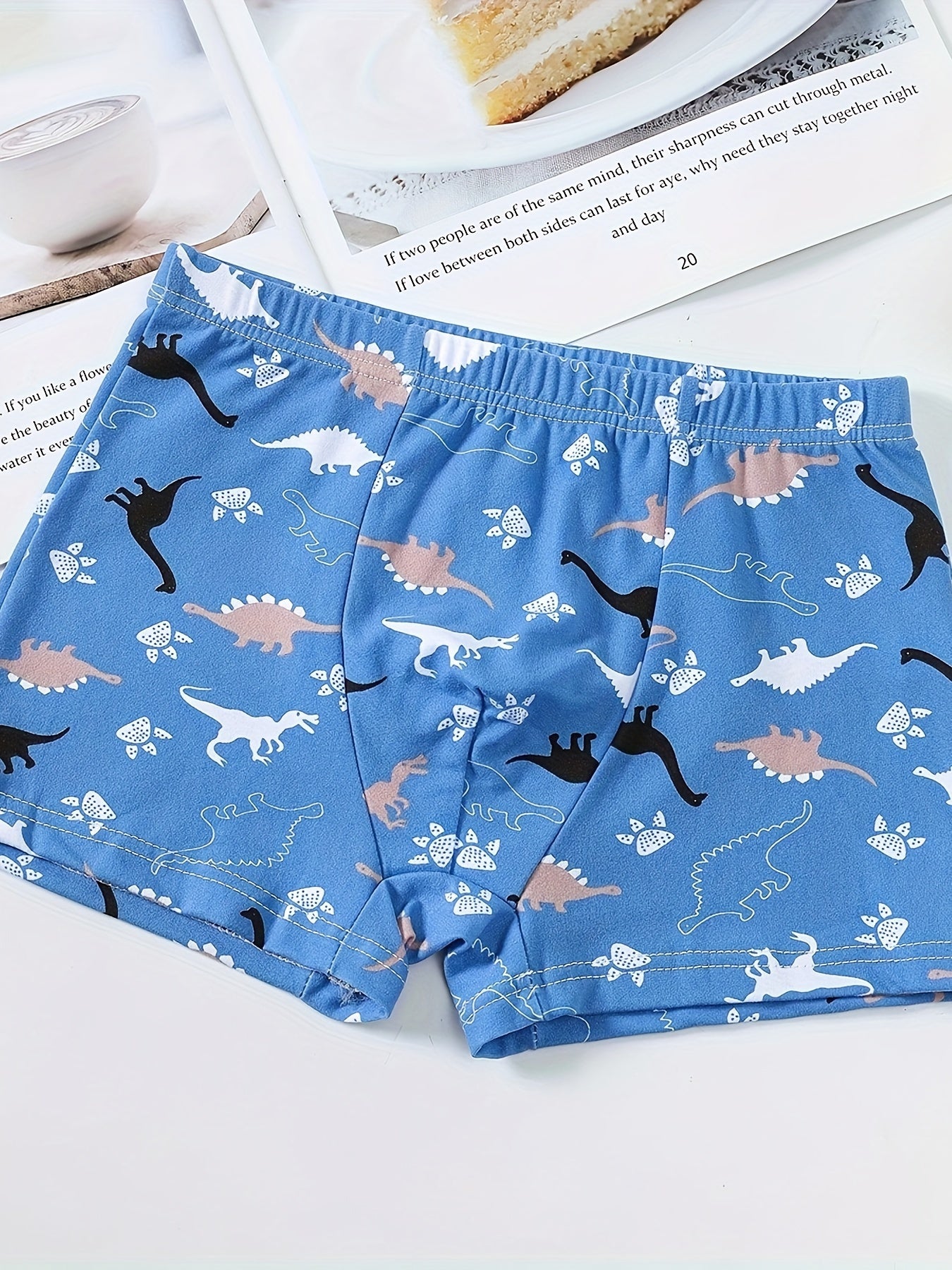 Boys 3-Pack Cotton Blend Boxer Briefs with Dinosaur Patterns, Breathable Comfortable Underwear