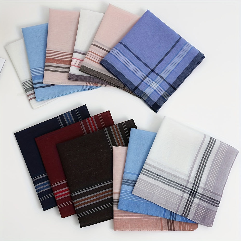 Men's Polyester Plaid Handkerchiefs 12-Pack for Weddings Outdoor Activities