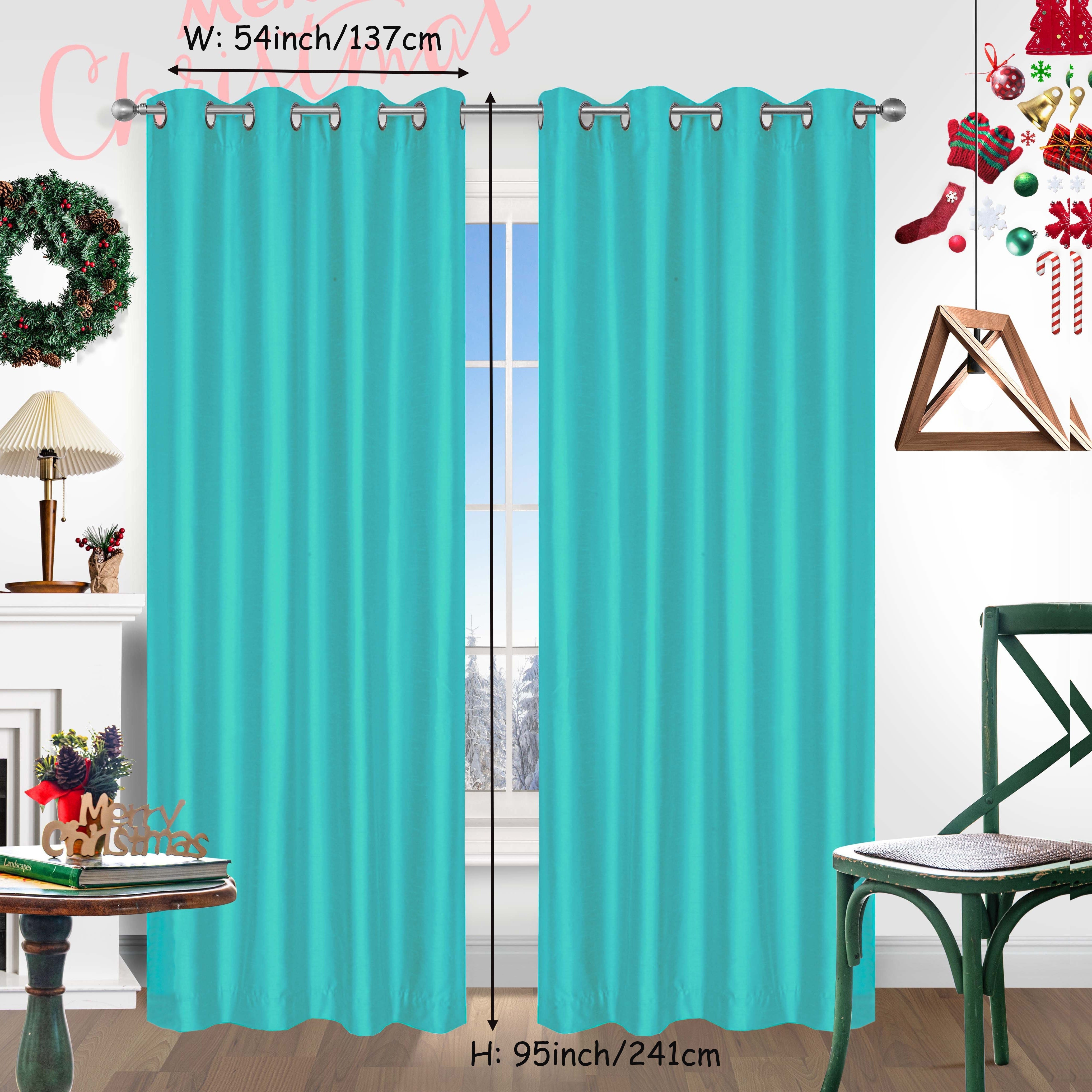 Red Christmas Curtains 2 Pieces Faux Silk Grommet Top for Living Room Bedroom Office