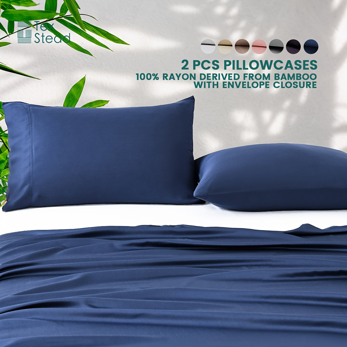 Pink Bamboo Fiber Pillowcases Set Soft Breathable Hypoallergenic Machine Washable