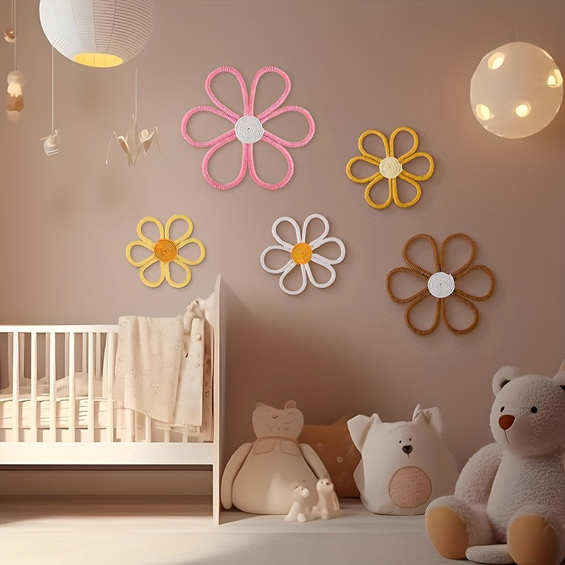 Bohemian Woven Macrame Daisy Wall Decor for Home Office Dorm Room