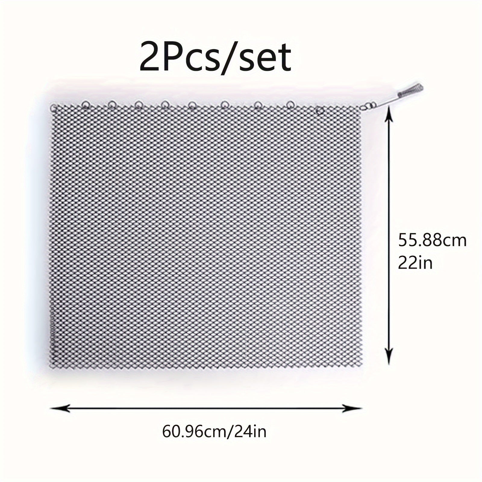 Set of 2 Metal Fireplace Mesh Screen Panels Spark Guard Firepit Safety Accessory