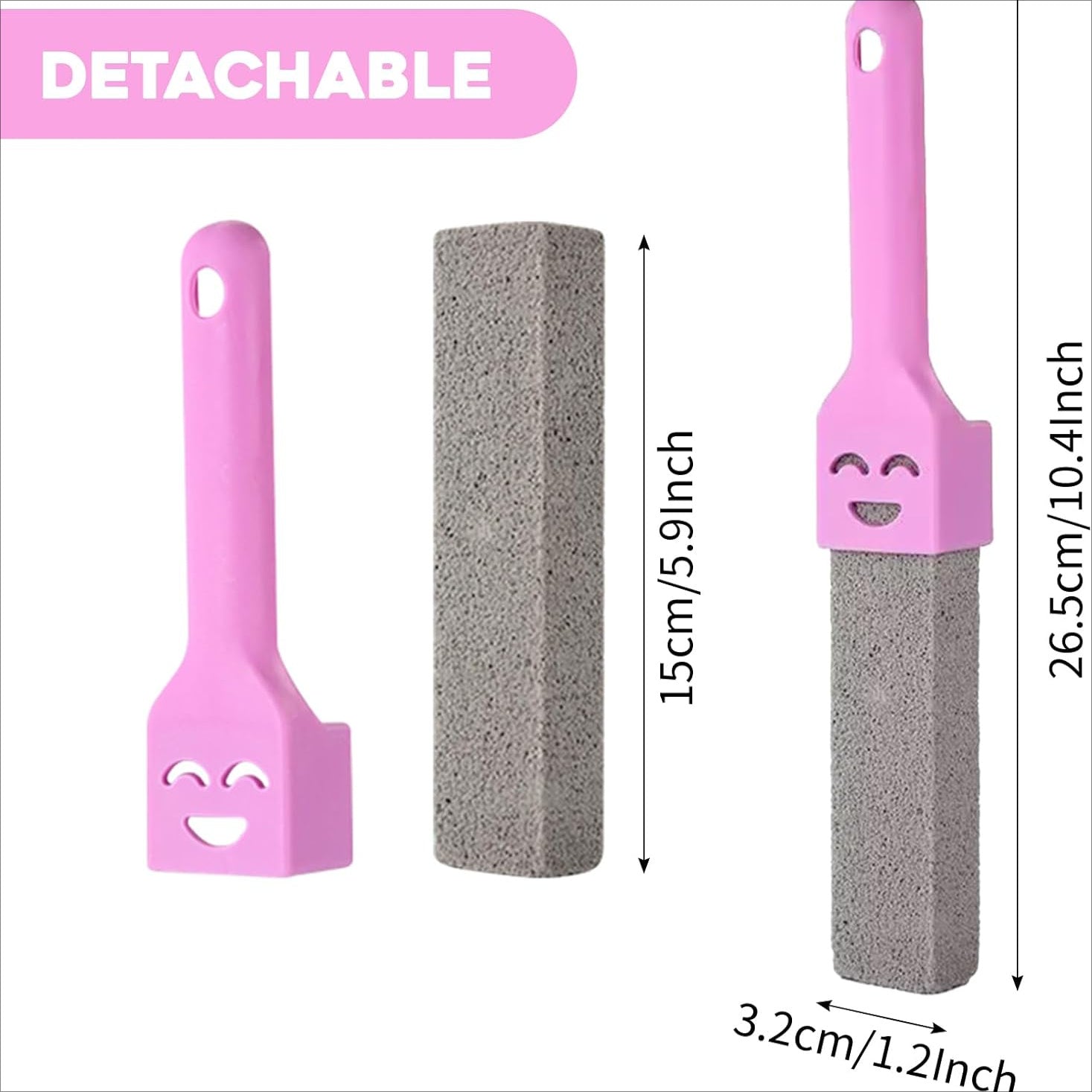 Long-Handle Pumice Stone Toilet Brush for Stain and Scale Removal, Easy Reach