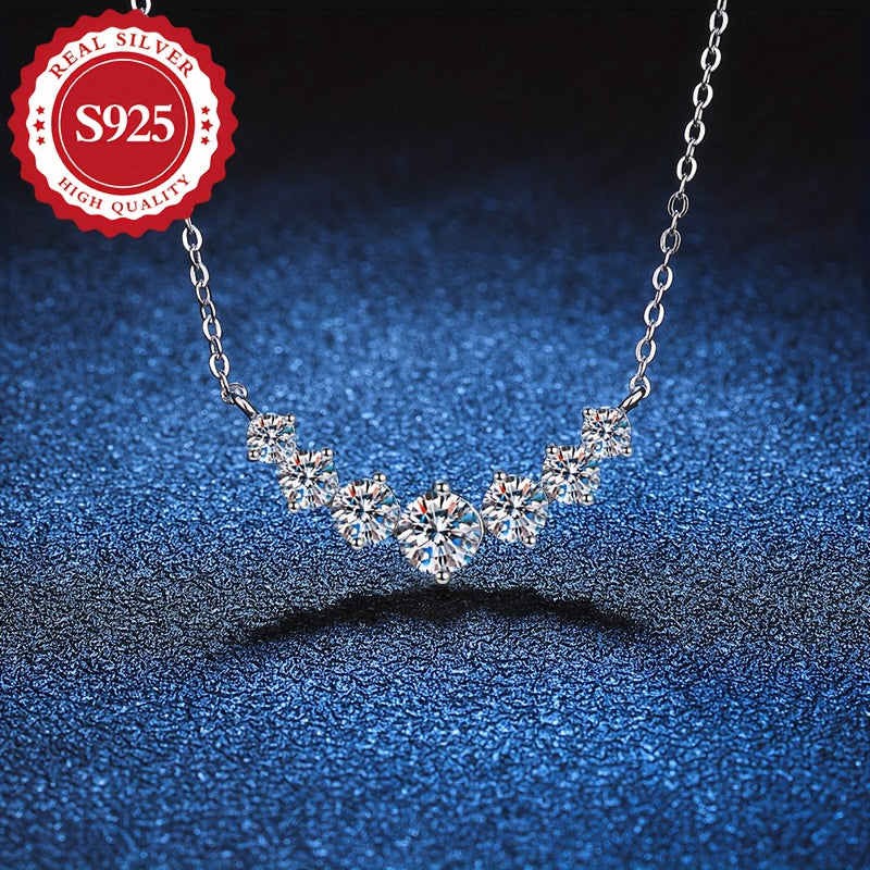 Seven Princess Silver Pendant Necklace with Zirconia Hypoallergenic Lightweight Jewelry