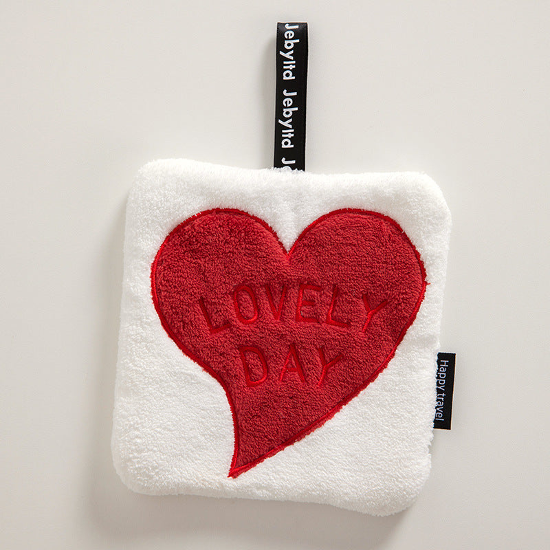 Koral Fleece qo‘l sochiq to‘plami, yurak gul naqshli, tez quriydigan, namlikni yutuvchi, oshxona va hammom uchun