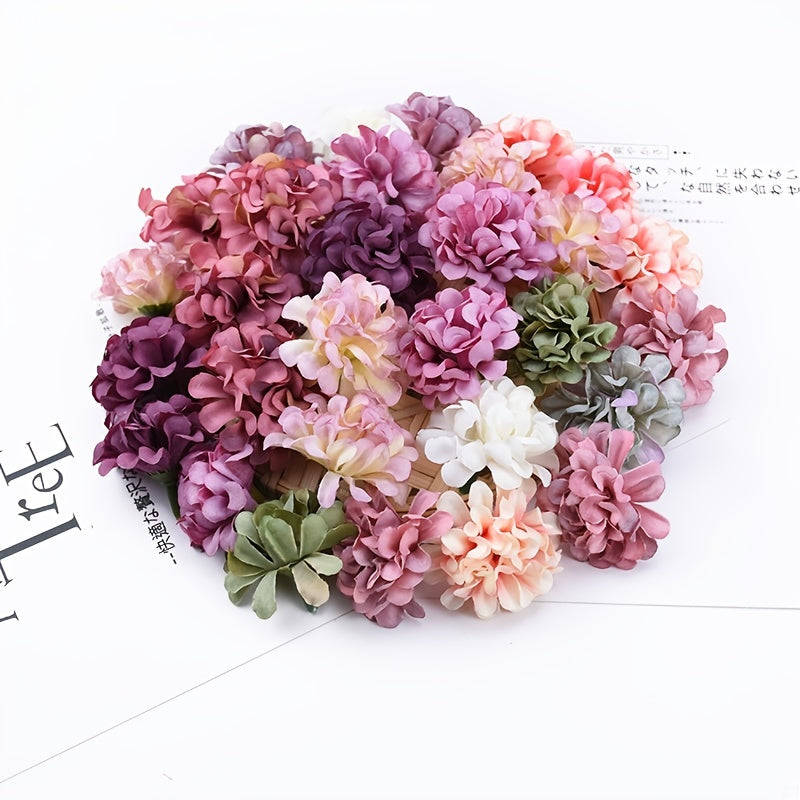 20/40/50pcs Artificial Hydrangea Flowers with Simulation Embroidery Ball Heads for Wedding Party Home Garden Decorations